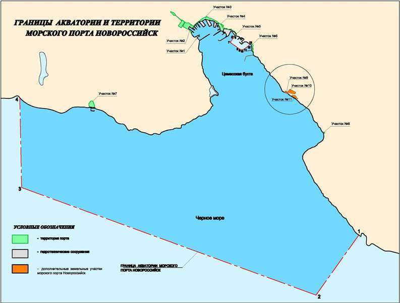 Изменены границы морского порта Новороссийск(схема)