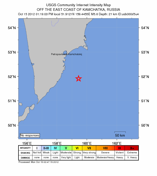Карта землетрясений камчатка