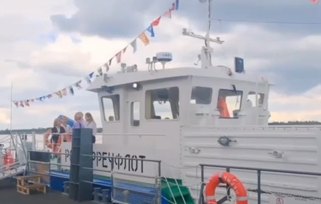 Судно «Леонид Комаров» проекта 3050.1А пополнило флот администрации Камского бассейна. Стоп-кадр видео из соцсетей Росморречфлота 