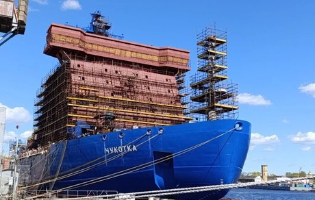 На строящемся атомном ледоколе «Чукотка» выполнен запуск резервных дизельных генераторов. Фото пресс-службы Балтийского завода