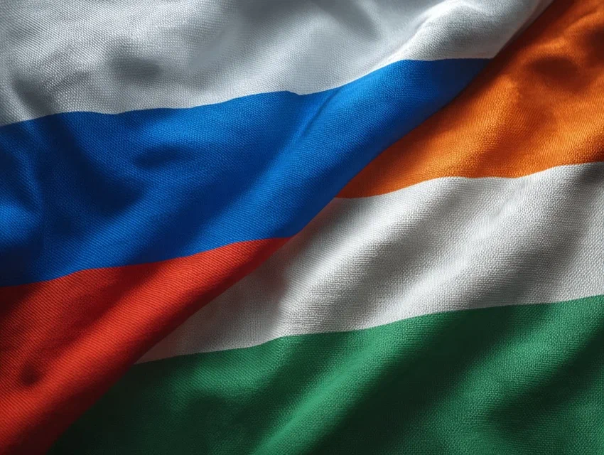 Флаги России и Индии